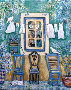 Oud raam, 2024 (acryl op doek) door Deborah Eve Alastra