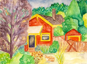 Rood huis, 2016 (aquarel)