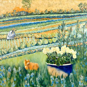 Beschut in de tuin, 2021 (acryl op doek) door Deborah Eve Alastra