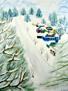 Dorpssneeuw, 2014, acryl op doek door Deborah Eve Alastra