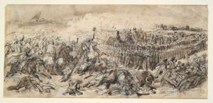 Slagveld (Studie voor De 2e lichte cavalerie die de aanval van de Arabieren weerstaat) door Denis Auguste Marie Raffet
