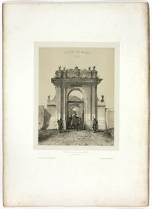 Binnenkomst in de Villa Santucci, uit Souvenirs d’Italie: Expédition de Rome door Denis Auguste Marie Raffet