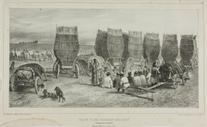 Halteplaats van een Moldavische karavaan die kolen vervoerde, Bessarabië, 5 augustus 1837 door Denis Auguste Marie Raffet