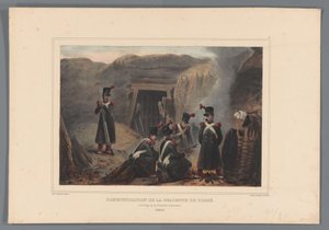 Militairen bij een mijngang, 1832 door Denis Auguste Marie Raffet