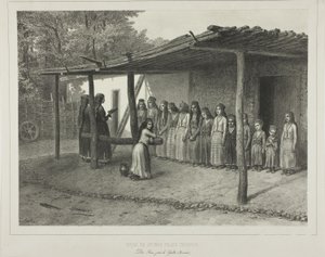 School voor jonge Tartaarse meisjes door Denis Auguste Marie Raffet