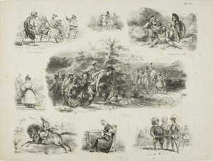 Schetsblad door Denis Auguste Marie Raffet