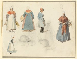 Blad met schetsen: Mannen, Vrouwen en Muizen