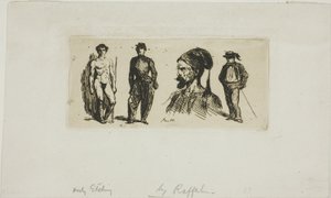Blad met Schetsen door Denis Auguste Marie Raffet