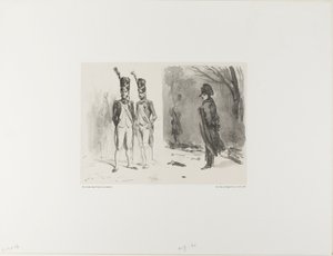 Blad met Schets (Grenadier van de Garde, Napoleon in een Bivak)