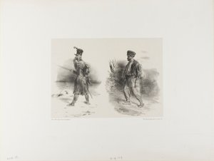 Blad met geschetste schets door Denis Auguste Marie Raffet