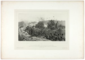 Uitval van het Romeinse garnizoen..., uit Souvenirs d’Italie: Expédition de Rome door Denis Auguste Marie Raffet