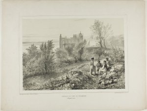 Het kasteel van graaf Woronzoff, Aloupka, de Krim, 12 augustus 1837 door Denis Auguste Marie Raffet