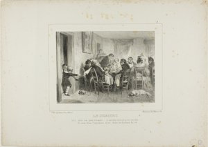 Het toetje: Mijn oudste is vol van geest!...hij is erg gevorderd voor zijn leeftijd...ik ben van plan om een advocaat van hem te maken. door Denis Auguste Marie Raffet