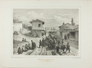 De hoofdstraat van Baghtcheh-Saraï, Krim, 19 augustus 1837 door Denis Auguste Marie Raffet