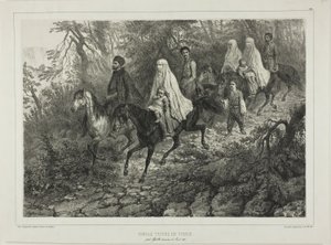Reizende Tartaarse familie, bij Jalta, de Krim, 15 augustus 1837 door Denis Auguste Marie Raffet