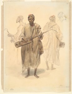 Een Moorse straatmuzikant in Tanger door Denis Auguste Marie Raffet