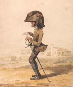 Karikatuur van een Franse militaire officier door Denis Dighton
