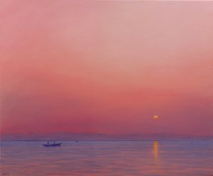 Roze dageraad op de Ganges