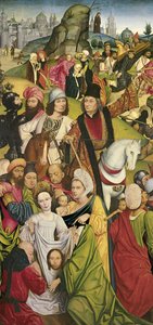 Sint Veronica en een Groep Ridders door Derick Baegert