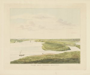 Gezicht op de Waal ten noordoosten van Nijmegen Naar het noord-oosten Gezichten rondom de stad Nijmegen Geldersch panorama of rondgezicht naar het leven geteekend op belvedère te Nymegen