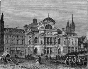 Buitenzicht van het Grand Theatre van Angers, voltooid in 1871 volgens de plannen van architect Lucien Botrel. Maine et Loire (49)