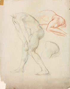 Studies van een gehurkte figuur door Derwent Lees