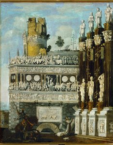 "Denkbeeldige architectuur (olieverf op doek)