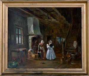 Interieur met figuren door Desire Donny