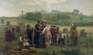 Papavers oogsten in Picardië, 1860 door Desire Francois Laugee