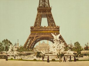 Eiffeltoren en fontein, Exposition Universelle, Parijs, Frankrijk, c.1900