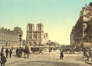 Notre Dame en St. Michael Brug, Parijs, Frankrijk, ca. 1900