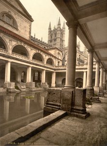 Romeinse baden en abdij, Bath, ca. 1890-1900 (fotochromdruk) door Detroit Publishing Co.