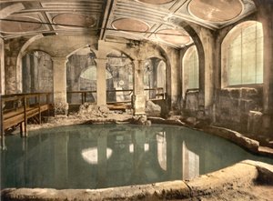 Romeinse baden en abdij, rond Bath, Bath, ca.1890-1900 (fotochromdruk) door Detroit Publishing Co.