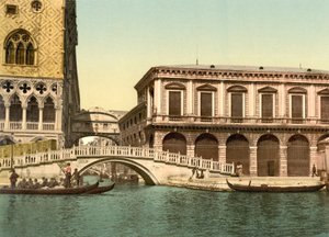 Strobrug met de Brug der Zuchten op de achtergrond, Venetië, 1890-1900
