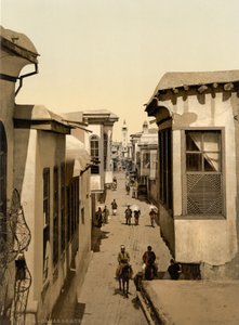 De straat die recht genoemd wordt, Damascus, Heilig Land, Syrië (fotochrom afdruk) door Detroit Publishing Co.