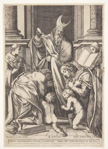 De heilige Eustachius wordt gedoopt door Diana Scultori