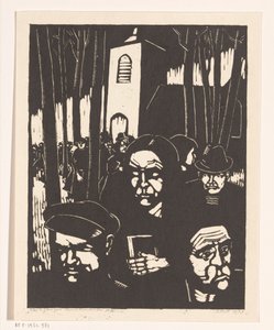 Kerkgangers door Dick Ket (signed by artist)