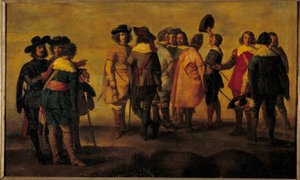 Gesprek of bijeenkomst van dertien personages.