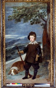 Portret in jachtkleding van Prins Baltasar Carlos van Spanje