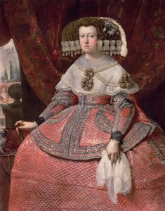 Koningin Maria Anna van Spanje in een rode jurk, 1655-60