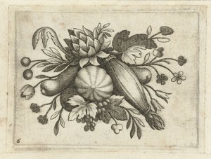 Festoen van vruchten door Dietrich Krüger (attributed to)