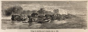 Een dorp van molens aan de Donau, tekening door Lancelot, ter illustratie van Victor Duruy