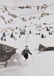 Skiën naar de lunch (collage) door Dione Verulam