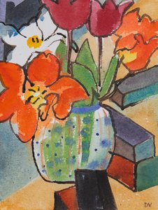 Tulpen (aquarel  inkt) door Dione Verulam