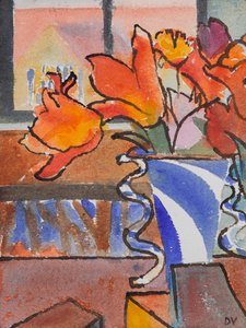 Tulpen (aquarel  inkt) door Dione Verulam