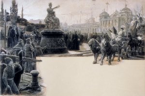 Allegorie van de Wereldtentoonstelling gevierd in Barcelona in 1888