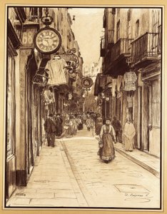Plateria Straat richting Angels Plein, Barcelona door Dionisio Baixeras Verdaguer