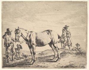 Man die een Paard aan de Teugel Houdt door Dirck Stoop