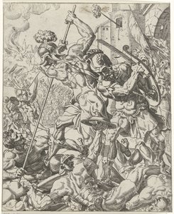 Vlucht van het Assyrische leger door Dirck Volckertsz. Coornhert (attributed to)