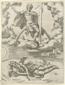 Christus overwint de tijd door Dirck Volckertsz. Coornhert (possibly)